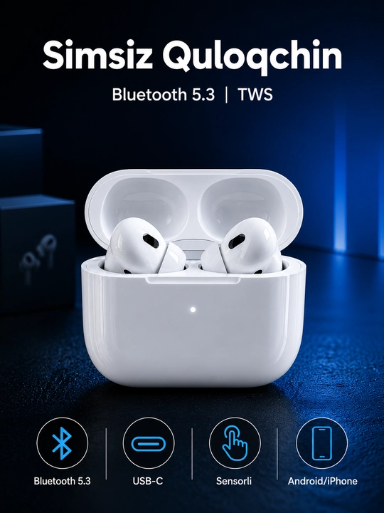 IPhone va Android bilan mos keladigan sensorli ekranli Pods Pro 2 simsiz quloqchinlari