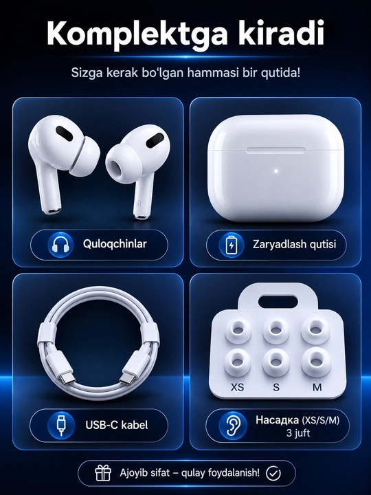 IPhone va Android bilan mos keladigan sensorli ekranli Pods Pro 2 simsiz quloqchinlari