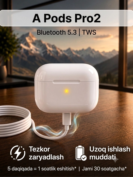 IPhone va Android bilan mos keladigan sensorli ekranli Pods Pro 2 simsiz quloqchinlari