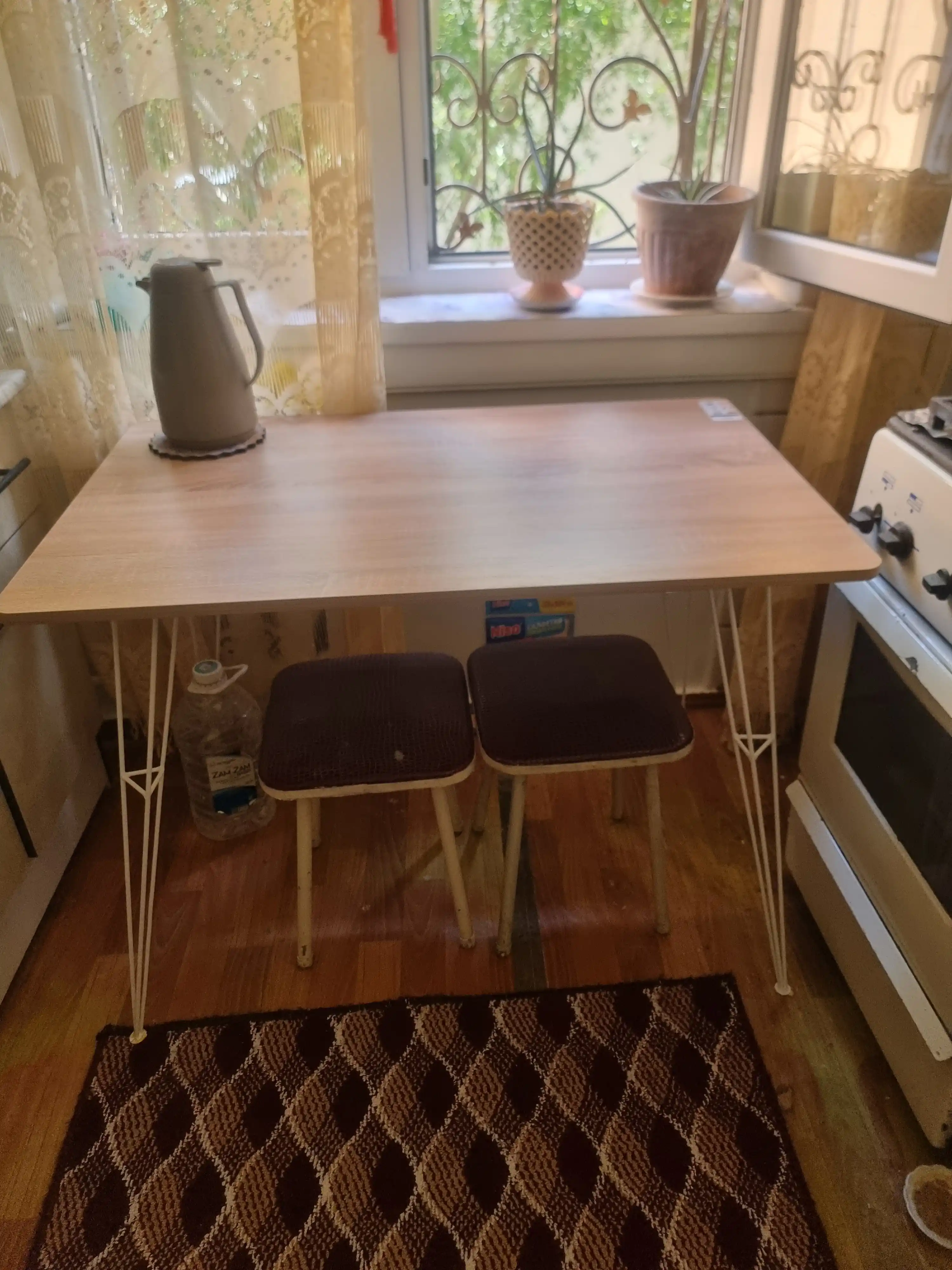 AIKO Indastrid oshxona stoli, ovqatlanish uchun, loft uslubida, metall karkasli