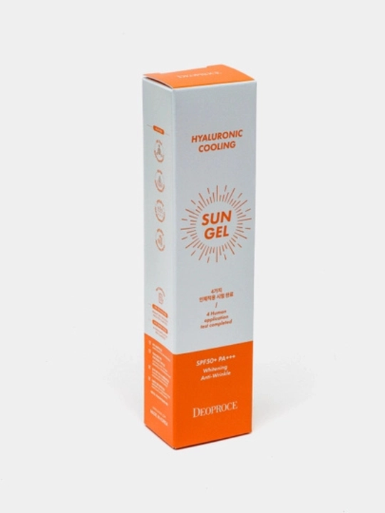 Освежающий, солнцезащитный крем Deoproce Hyaluronic Cooling Sun Gel SPF 50+ PA+++ - 