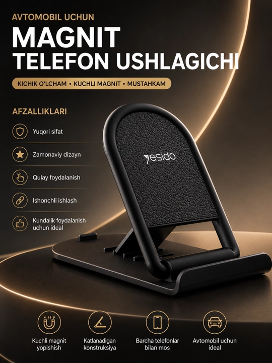 Burchagi sozlanadigan, barqaror va ko‘p qirrali telefon uchun buklanadigan taglik - 