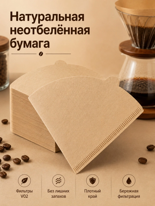 Qahva filtrlari №4 va V02, oqartirilmagan, 100 dona