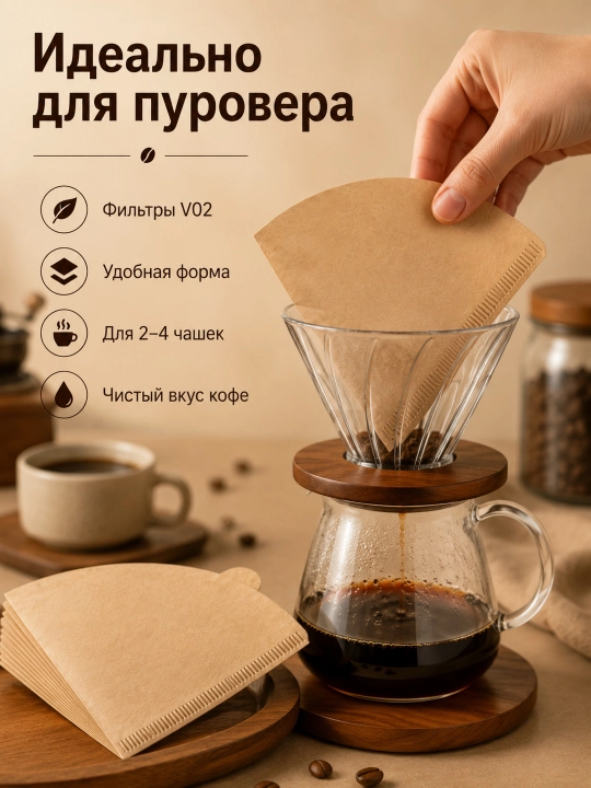 Qahva filtrlari №4 va V02, oqartirilmagan, 100 dona