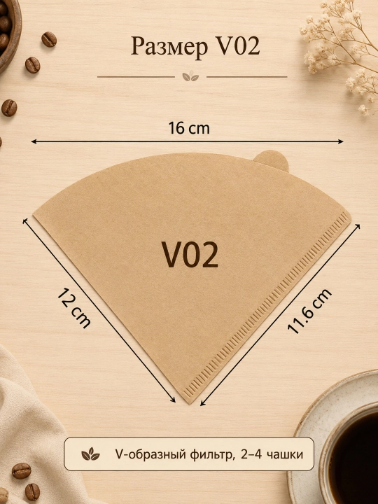 Qahva filtrlari №4 va V02, oqartirilmagan, 100 dona