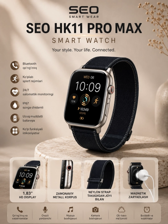 Смарт-часы HK11 Pro Max AMOLED, Bluetooth, AI, WearFit - 