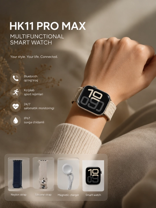 Смарт-часы HK11 Pro Max AMOLED, Bluetooth, AI, WearFit