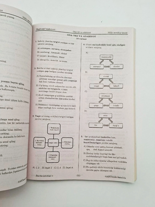 Milliy sertifikat, ona tili va adabiyoti Davron Akbar test imtihonlariga tayyorgarlik