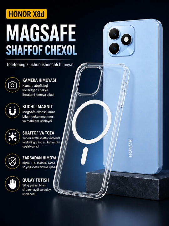 Чехол для HONOR X8D, прозрачный, с защитой от пожелтения - 