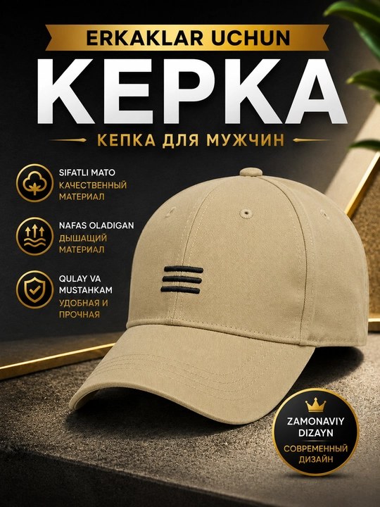 Erkaklar uchun kepka, beysbolka - 