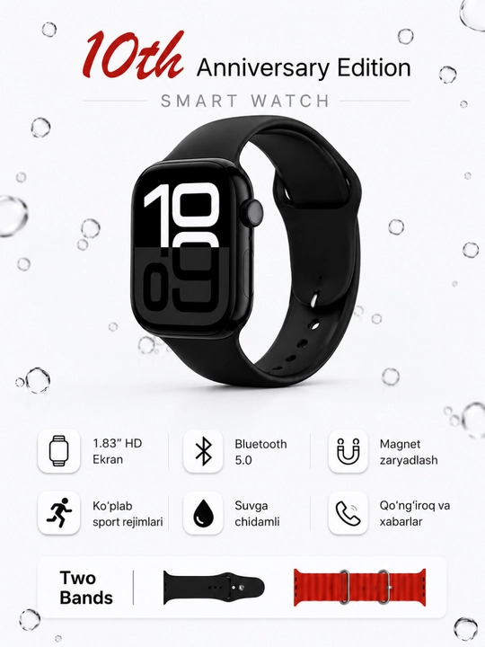 Смарт-часы HK-SA 1.83 HD, Bluetooth 5.0, Звонки, 2 ремешка - 