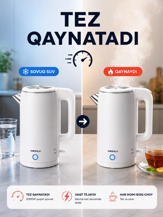 Elektr choynaklar to‘plami, 1.8 – 2.2-2.5 litr, 1500Vt, avtomatik o‘chirish, LED yoritgich