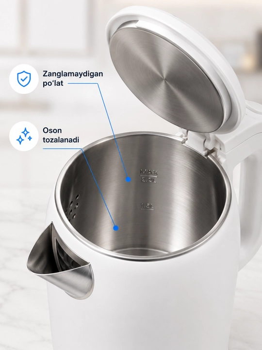 Elektr choynaklar to‘plami, 1.8 – 2.2-2.5 litr, 1500Vt, avtomatik o‘chirish, LED yoritgich