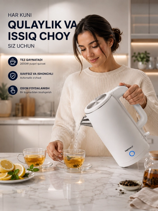 Elektr choynaklar to‘plami, 1.8 – 2.2-2.5 litr, 1500Vt, avtomatik o‘chirish, LED yoritgich