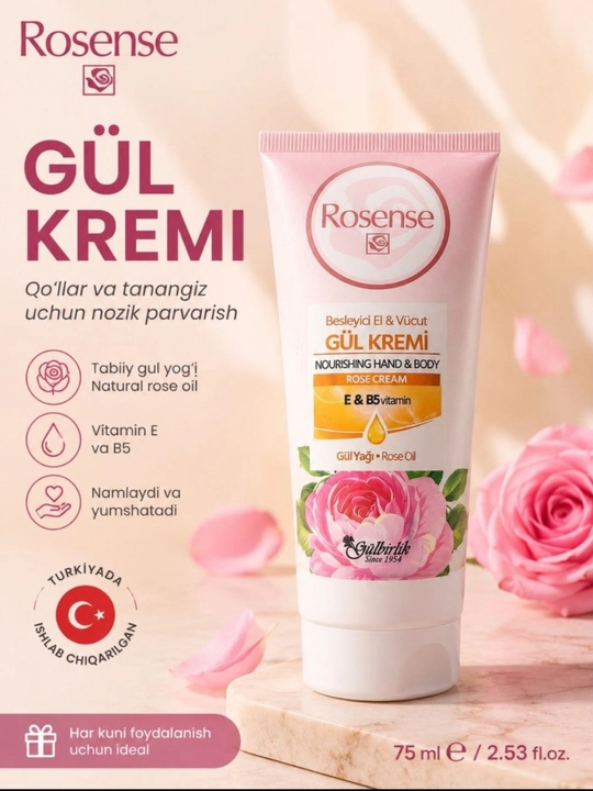 Крем для рук и тела Rosense Gül Kremi с маслом розы и витаминами E и B5, 100 мл