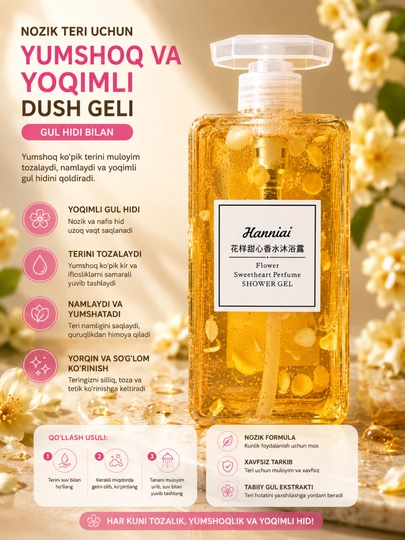 Hanniai Flower Sweetheart Perfume dush geli gul hidli namlovchi 500 ml - 