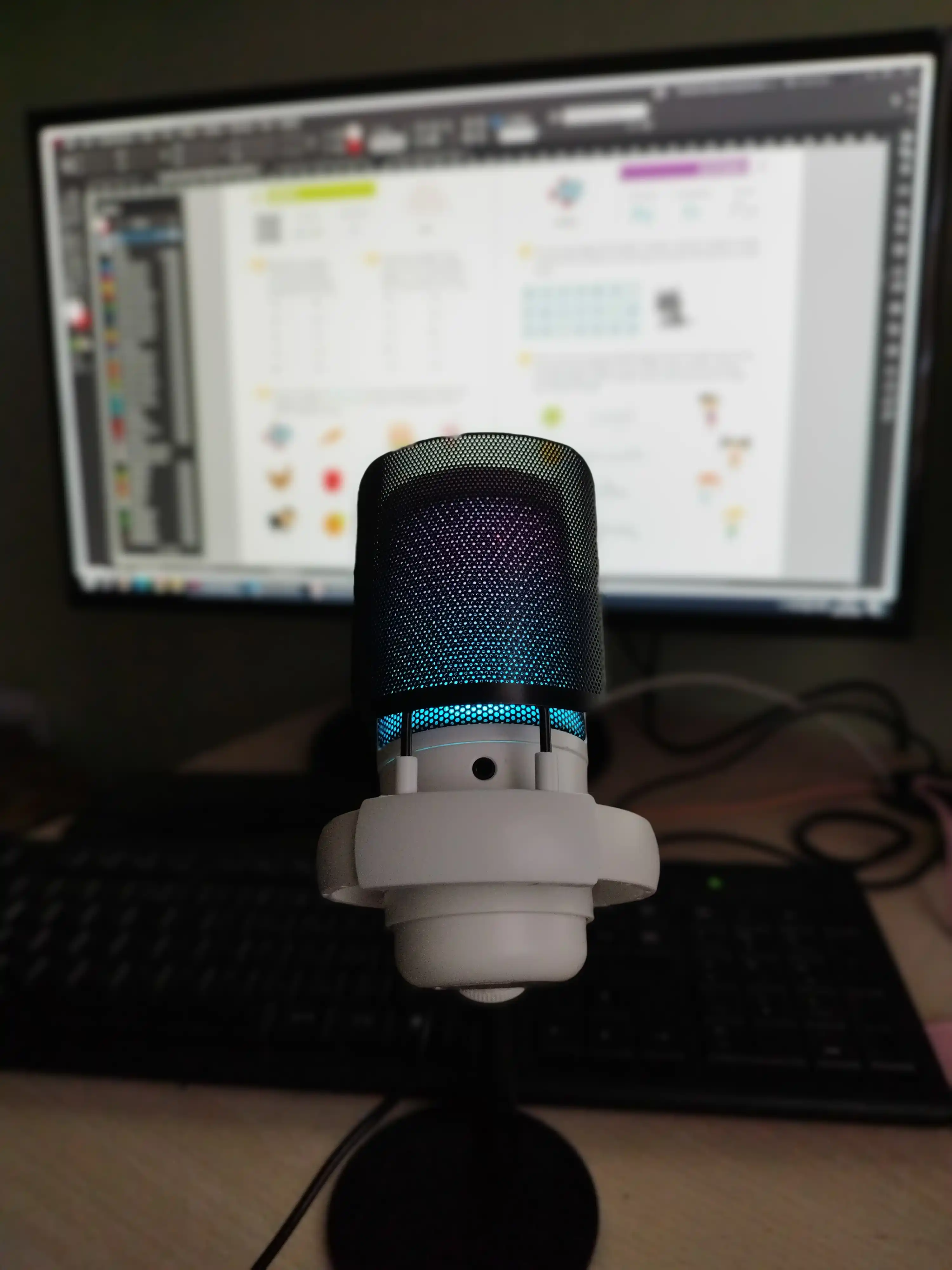 Strim va kompyuter uchun, RGB kondensatorli ME6S mikrofon, shok maunt, popfiltr, ushlagich