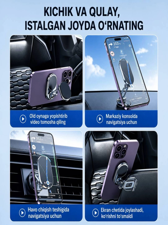 Avtomobil uchun magnitli telefon ushlagich