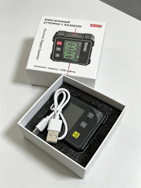 360° lazerli elektron raqamli burchak o‘lchagich,LCD displey,USB Type-C, aniqlik ±0.2°