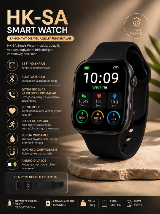 Смарт-часы Watch 11Max 1.83" HD, Bluetooth 5.0, Звонки, Android и iOS - 