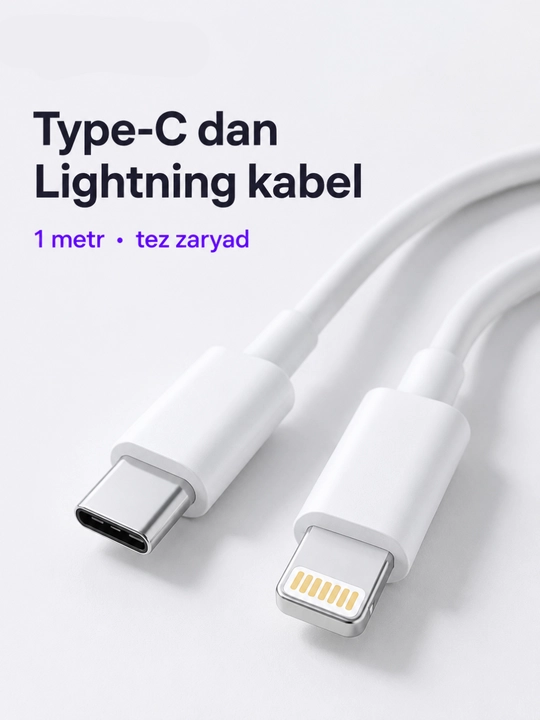 Кабель Type-C to Lightning для быстрой зарядки и передачи данных - 