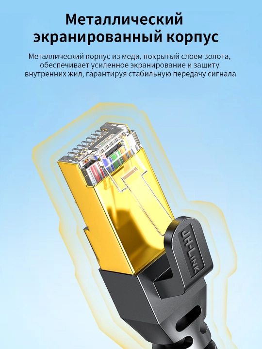 8-toifali 40 Gbit/s ekranlangan kabel oʻyin va tarmoq uchun