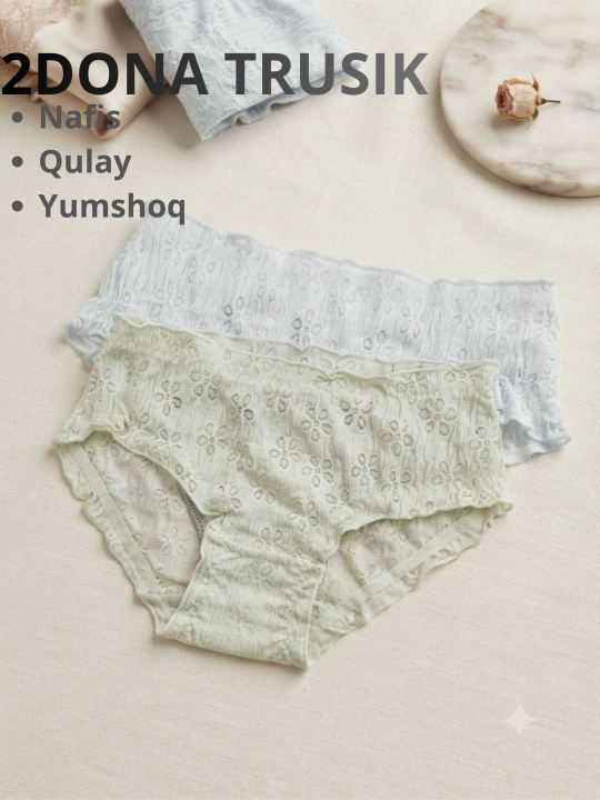 Ayollar va qizlar uchun trusiklar, 2 ta to‘plam, yumshoq, 100% paxta - 