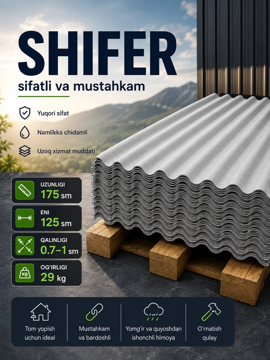 Qurilish uchun shiferli tom yopish - 