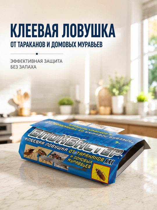 Клеевая ловушка Блокбастер XXI для тараканов и домовых муравьев - 