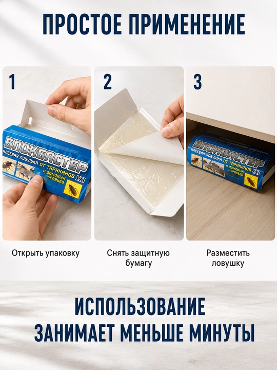 Клеевая ловушка Блокбастер XXI для тараканов и домовых муравьев