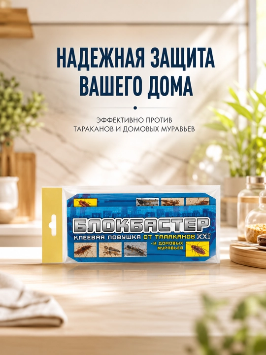 Клеевая ловушка Блокбастер XXI для тараканов и домовых муравьев