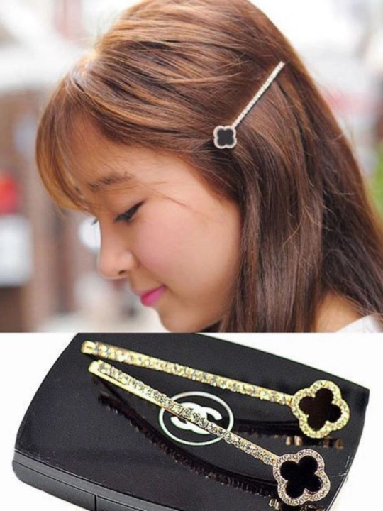 Soch uchun beda to‘g‘nag‘ichi, 2 dona, qora rangda, straslar bilan, nafis to‘plam
