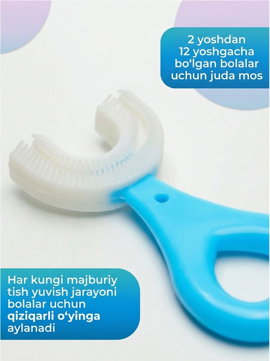 2–12 yoshli bolalar uchun U shaklidagi tish cho'tkasi, yumshoq tuklar, 1 ta