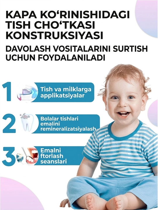 2–12 yoshli bolalar uchun U shaklidagi tish cho'tkasi, yumshoq tuklar, 1 ta