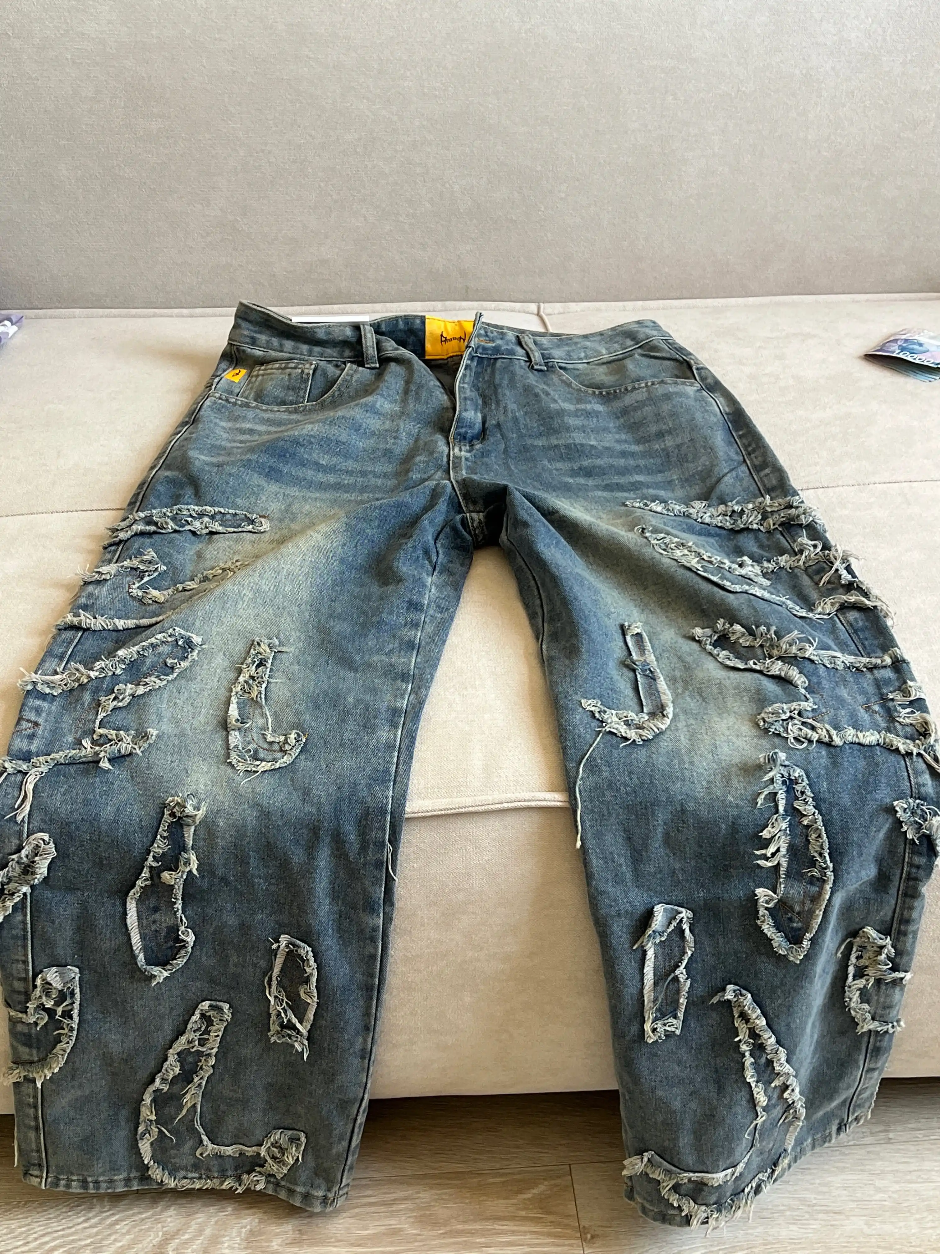 Keng baggi jinsi shimlar Reaven, erkaklar, ayollar va o‘smirlar uchun, o‘lchamlari S-3XL