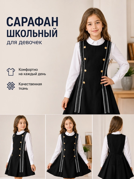Школьный сарафан для девочек, классический - 