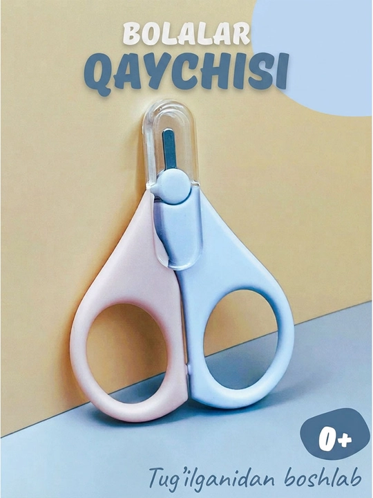 0 oydan boshlab chaqaloqlar uchun manikyur qaychi, yumaloq pichoq, qopqoqli, 1 ta