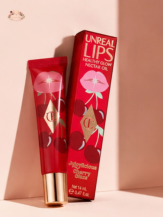 Gilos rang va nam yaltiroq effekt,Charlotte Tilbury Unreal Lips Cherry Glaze, 14 ml