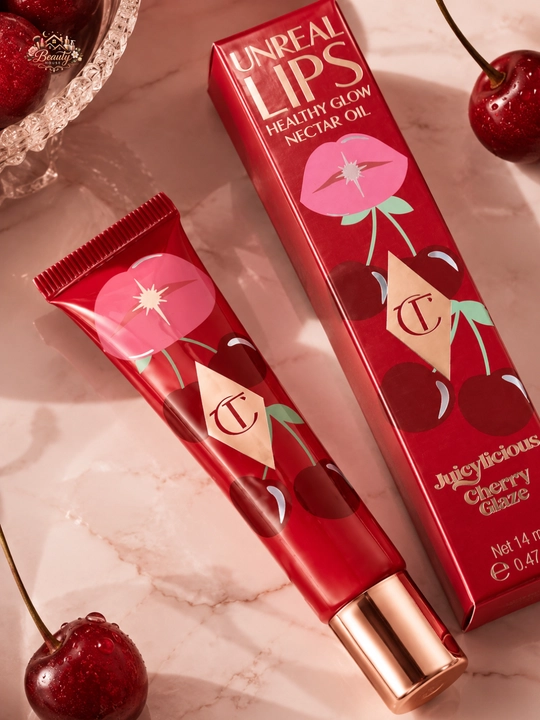 Gilos rang va nam yaltiroq effekt,Charlotte Tilbury Unreal Lips Cherry Glaze, 14 ml