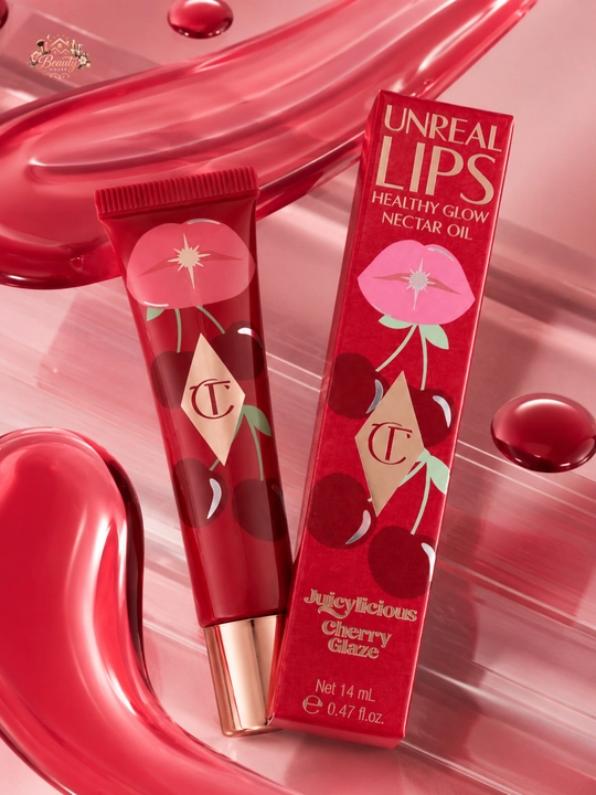 Gilos rang va nam yaltiroq effekt,Charlotte Tilbury Unreal Lips Cherry Glaze, 14 ml