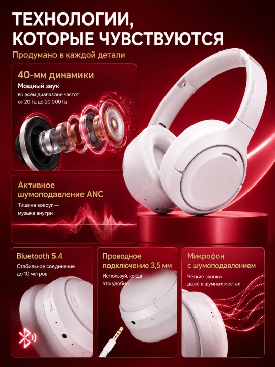 Беспроводные наушники HONOR CHOICE Headphones Pro, ANC, Bluetooth 5.4