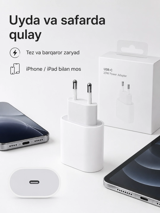 Сетевой адаптер Type-C для быстрой зарядки, зарядный блок USB-C
