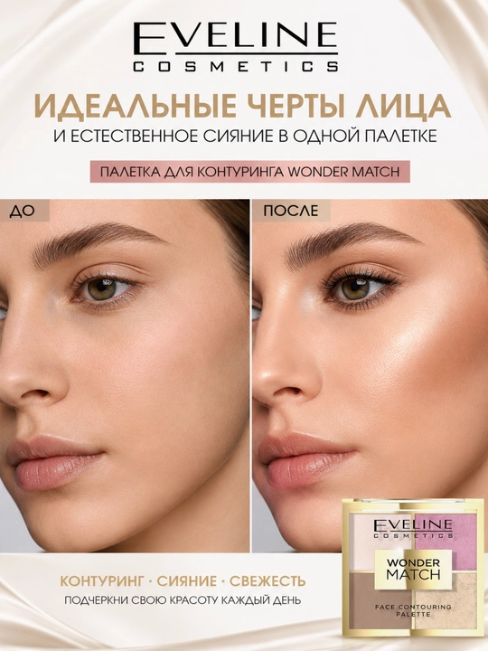 Палетка для контуринга лица Eveline Wonder Match Face Contouring Palette 01 10,8 г