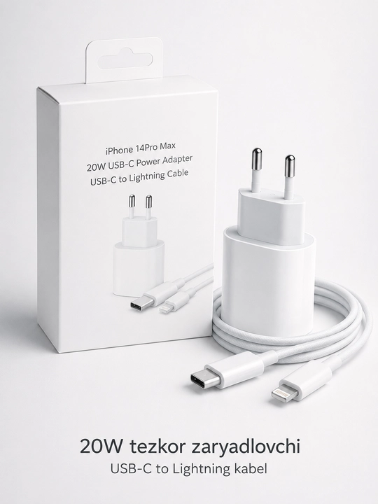 Зарядный комплект USB-C адаптер и кабель для телефона и планшета с быстрой зарядкой - 