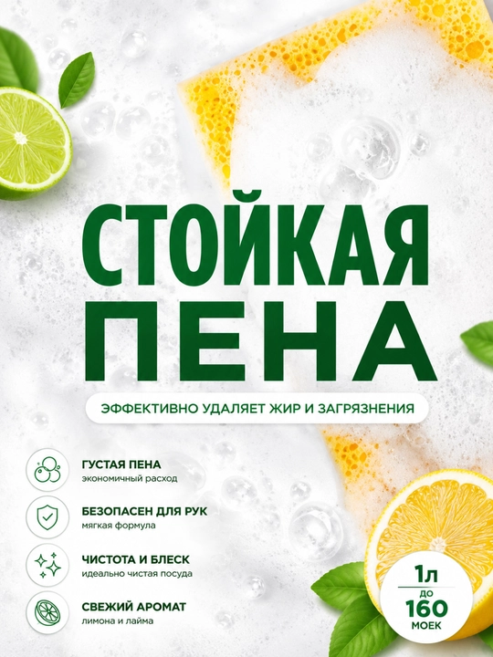 Гель для мытья посуды Bossfer, 2 л, с ароматом лимона и лайма