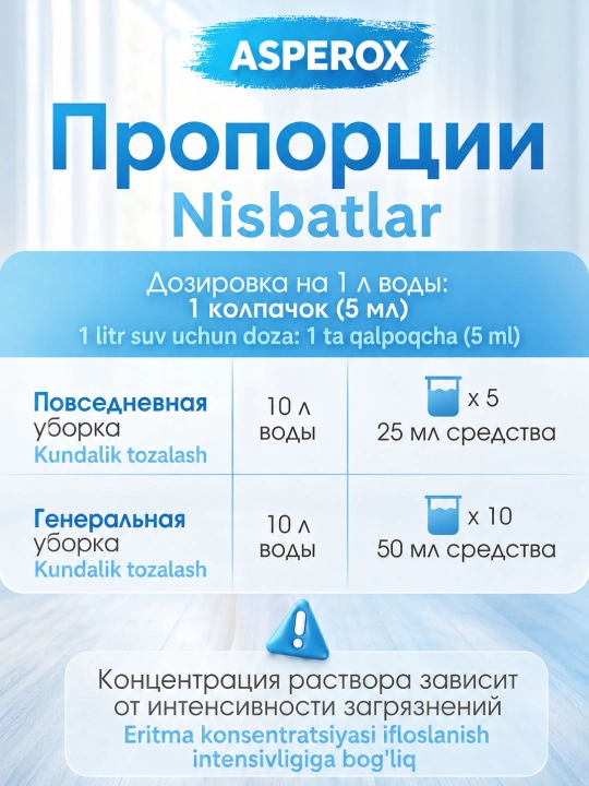 ASPEROX универсальное средство для мытья пола и поверхностей,  1000 мл