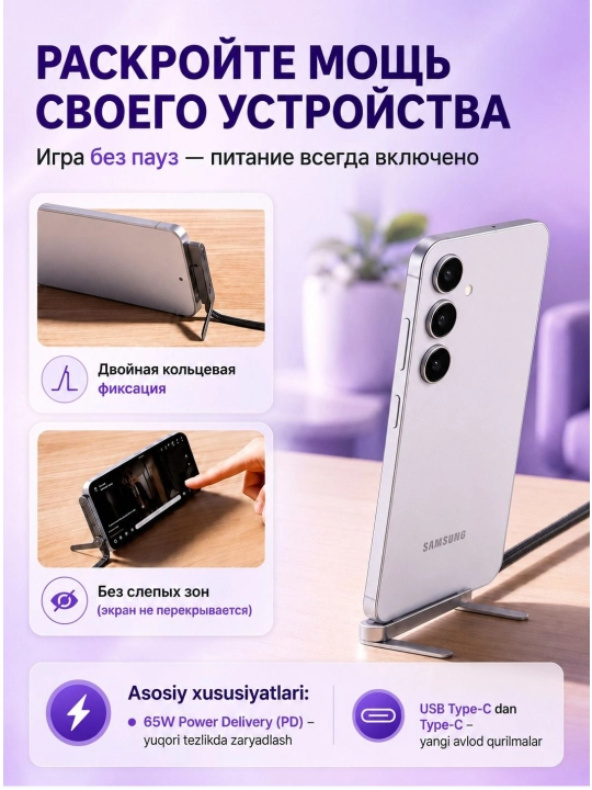 Кабель для быстрой зарядки, USB Type-C to Type-C Cable, 240W, 65W, 1.5 m