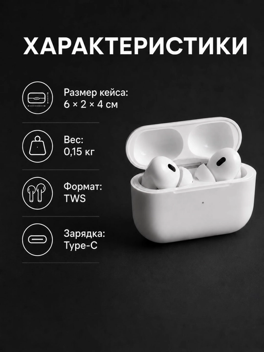 Simsiz Bluetooth quloqchin, zaryadlovchi keysli sensorli Pods Pro