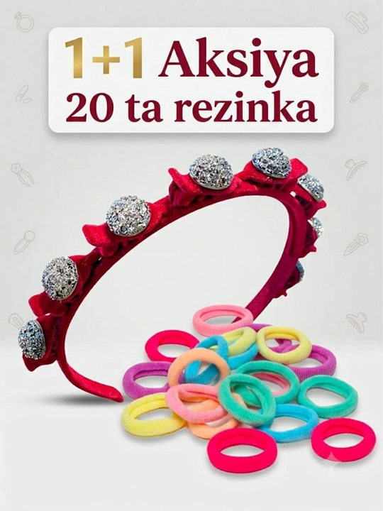 Qizlar uchun zakolkali obodok, rezinkalar 1+1 sovg'aga - 
