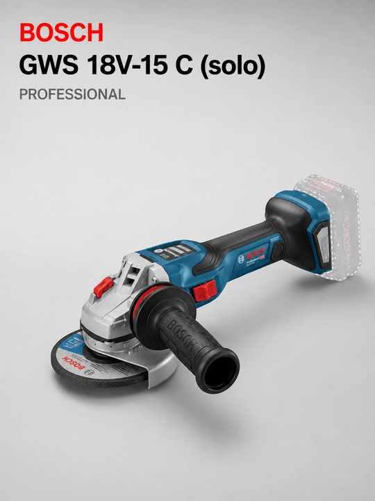 Akkumulyatorli burchak shlifmashinasi Bosch GWS 18V-15 C (solo) Professional - 